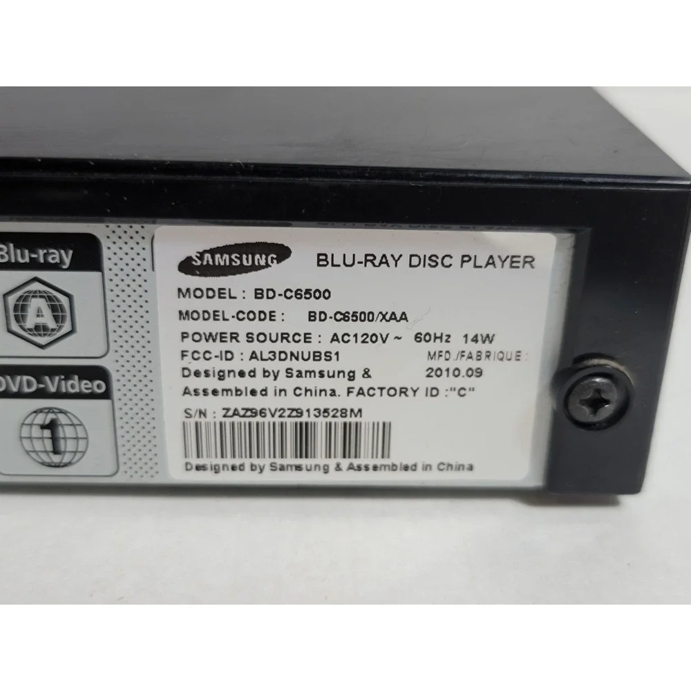 Samsung BD-C6500 Blu-Ray DVD Disc Player 1080p No Remote Tested Works Great